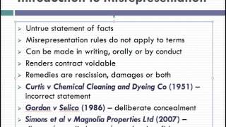 Misrepresentation Lecture 1 of 4 [upl. by Aicemed]